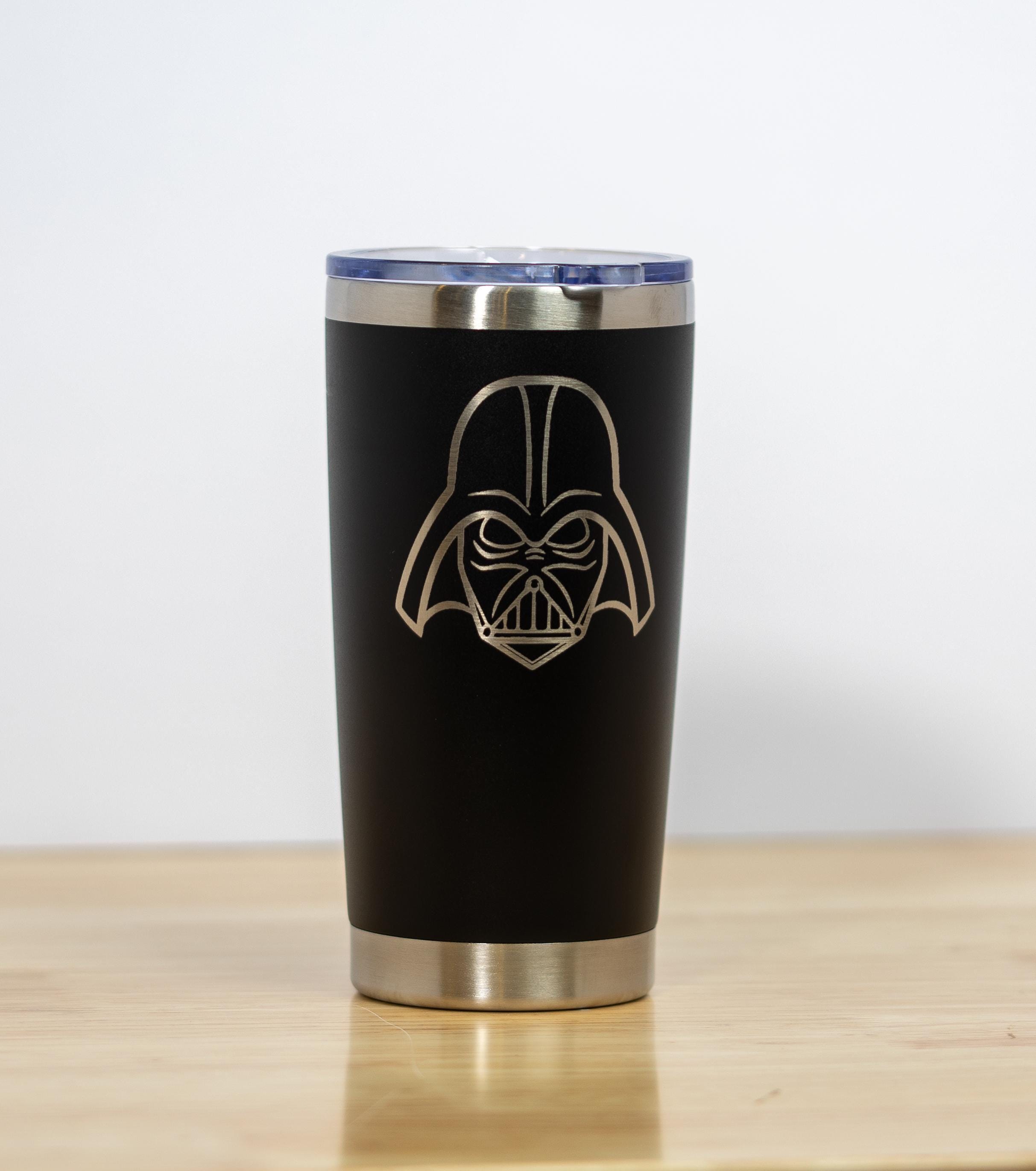 Darth vader laser engraved tumbler: star wars insulated travel cup