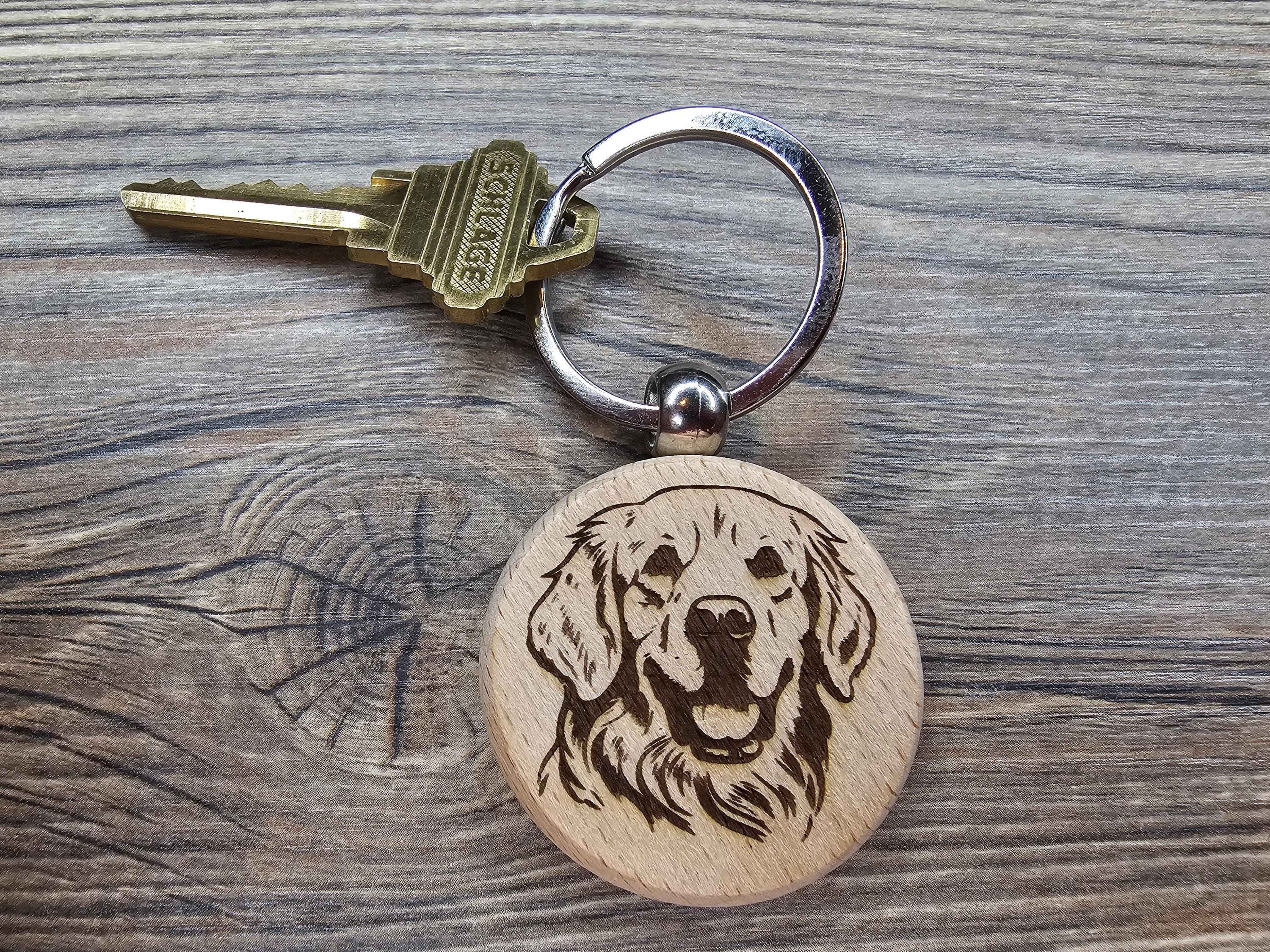 Laser engraved Golden Retriever keychain / Bag Charm: hardwood dog lover gift