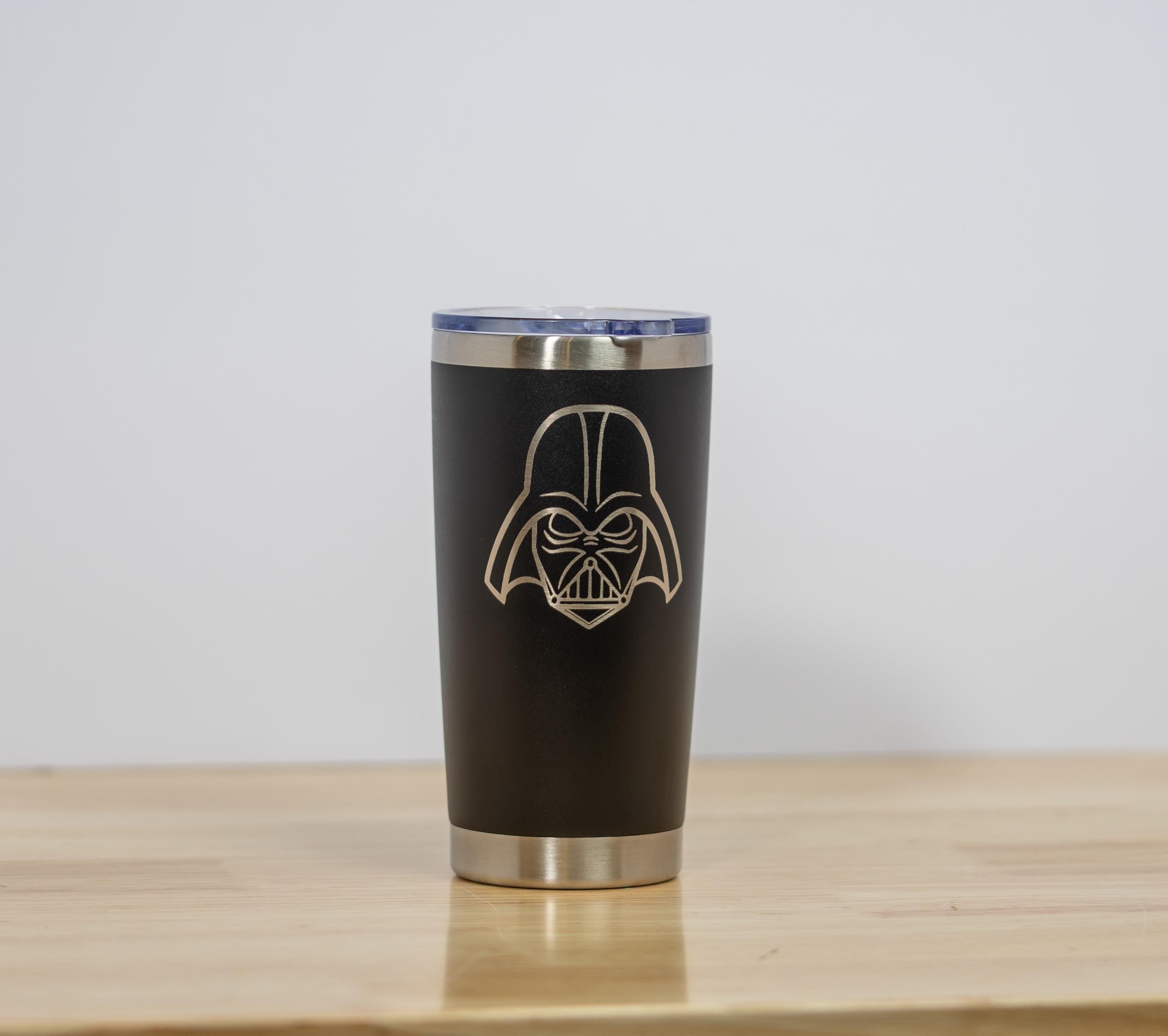 Darth vader laser engraved tumbler: star wars insulated travel cup