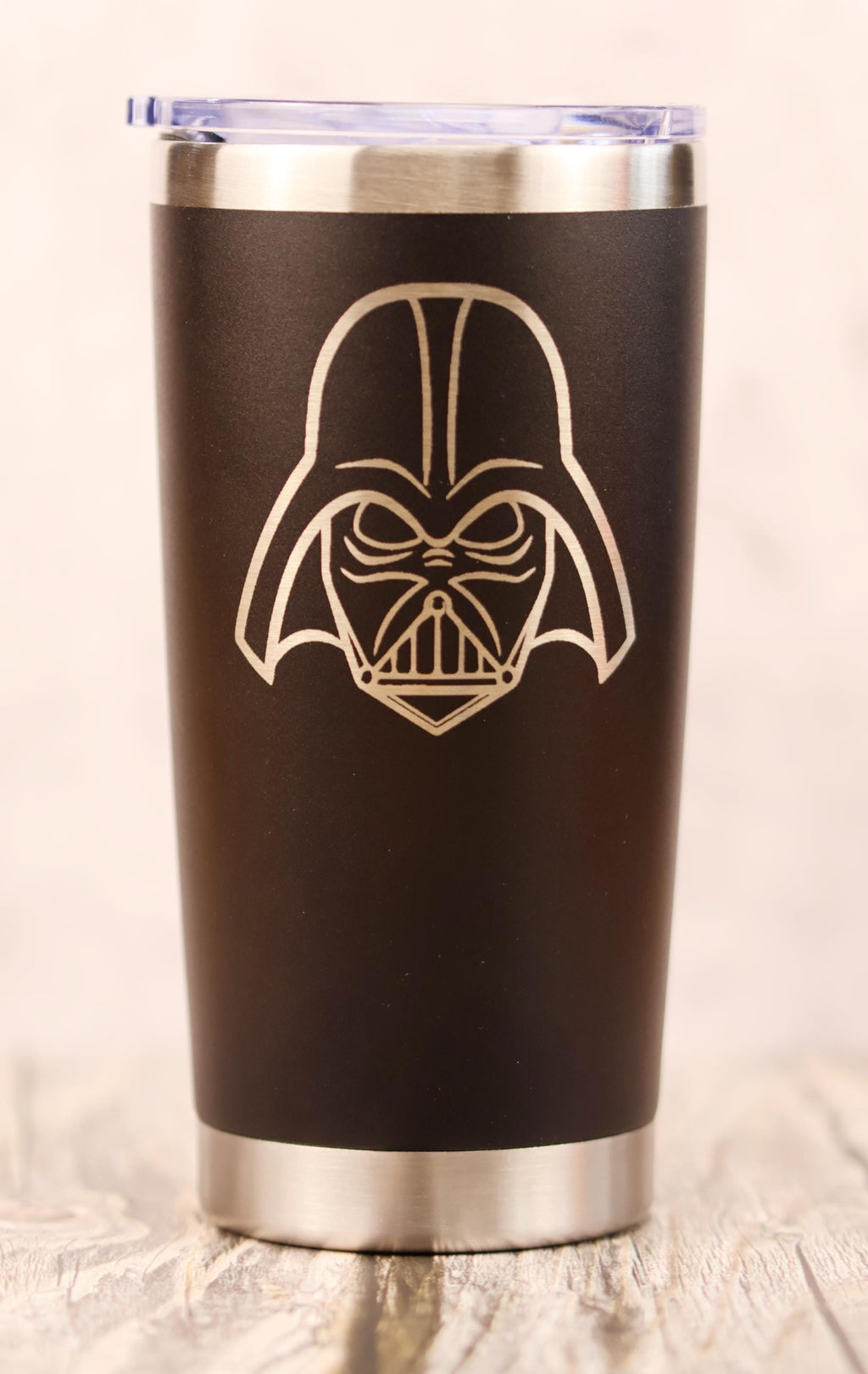 Darth vader laser engraved tumbler: star wars insulated travel cup