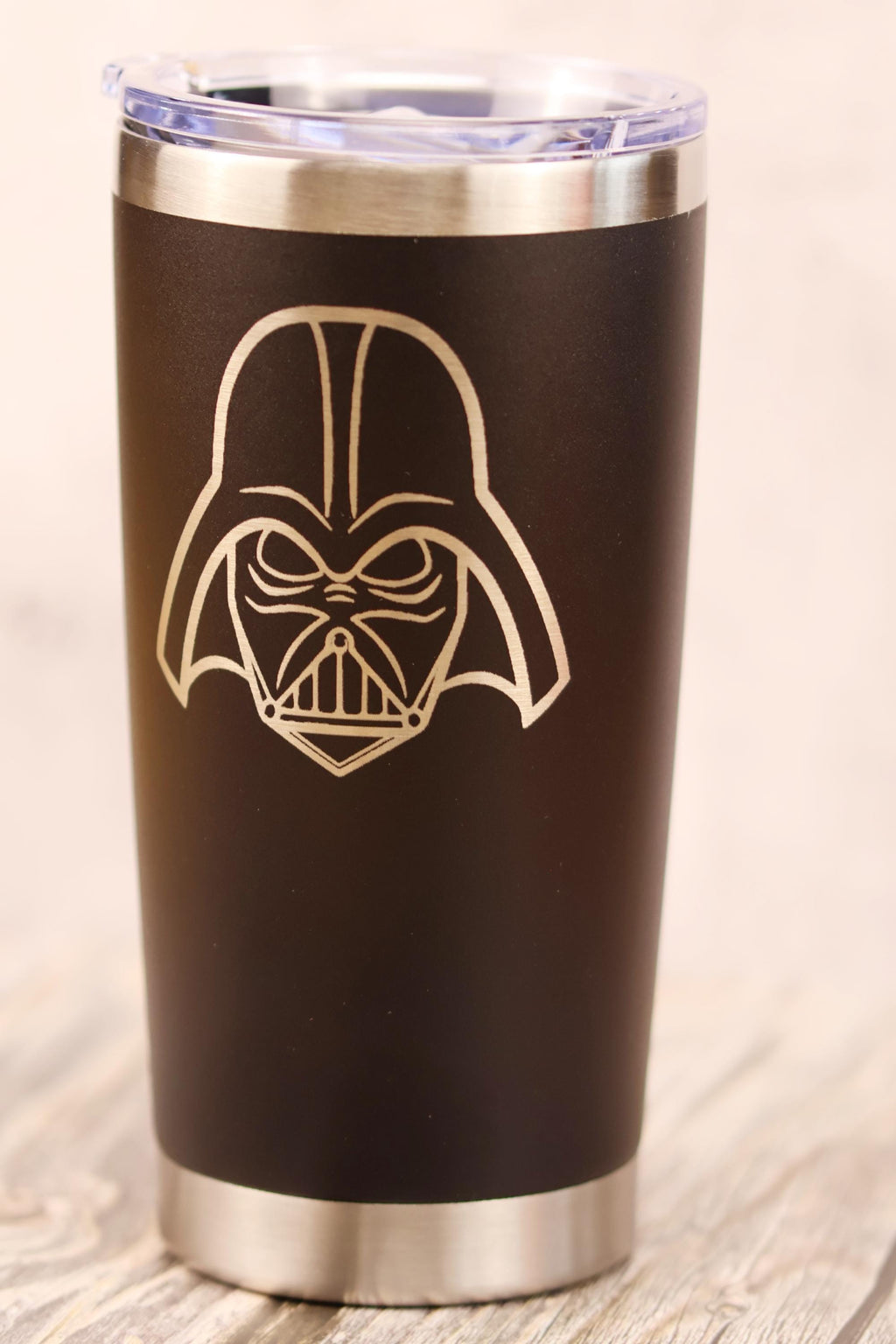 Darth vader laser engraved tumbler: star wars insulated travel cup