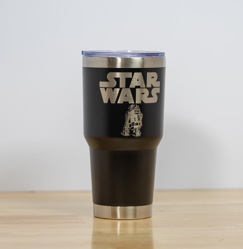 R2-d2 laser engraved stainless steel tumbler: star wars travel cup