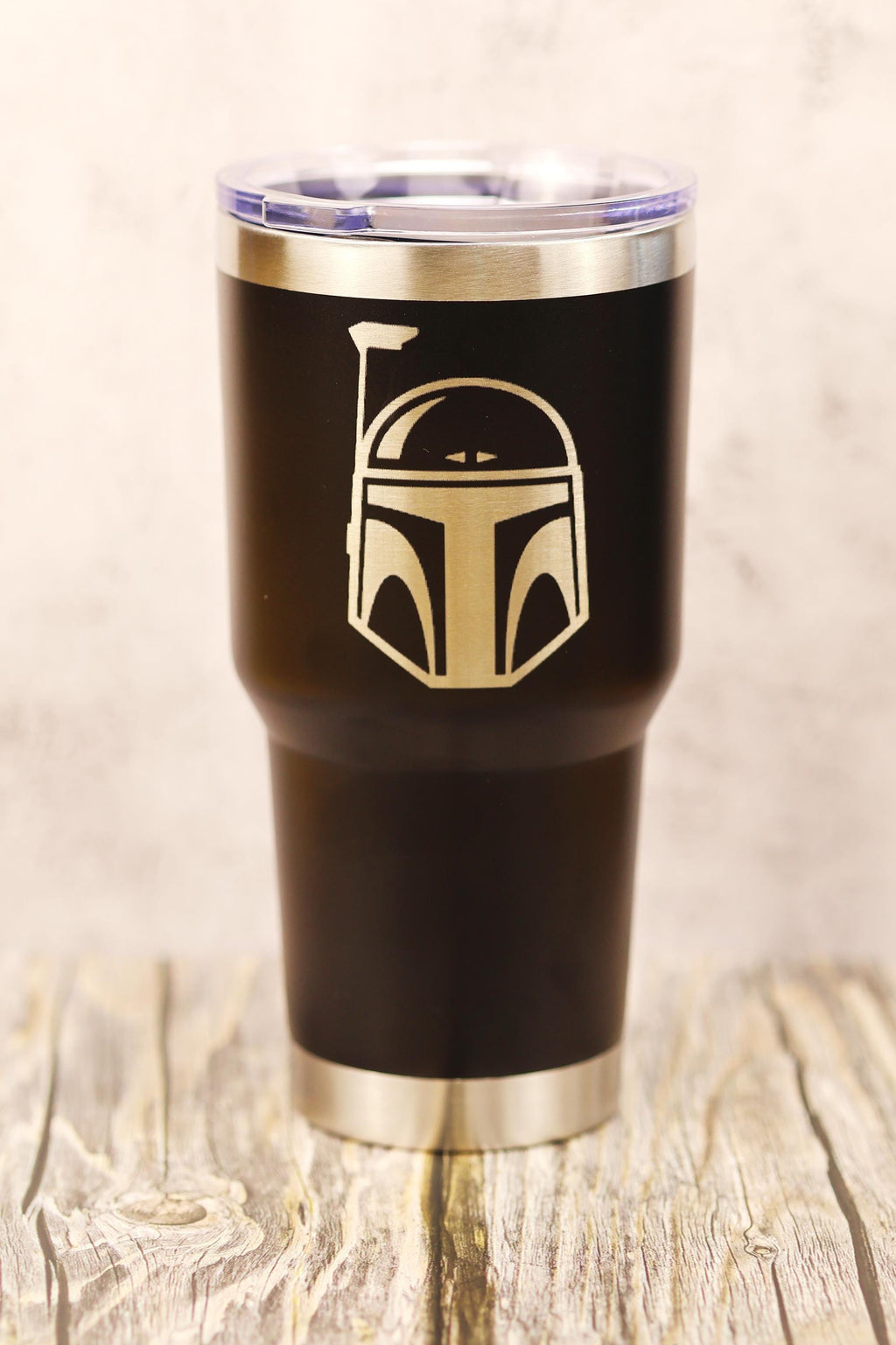 Boba fett tumbler: laser engraved star wars travel cup