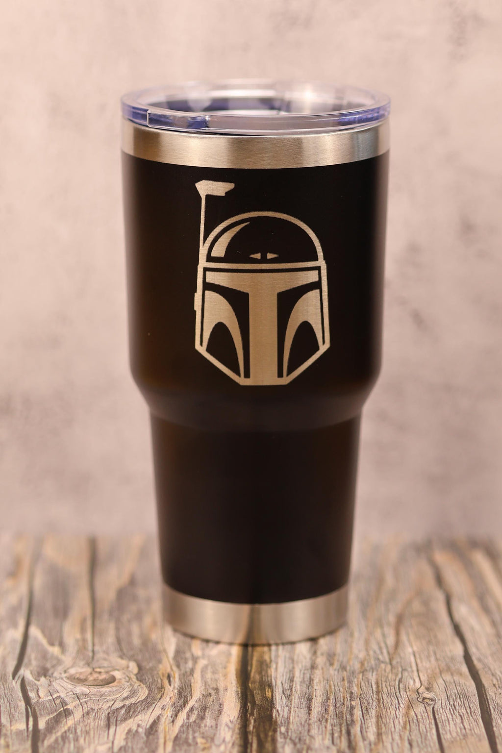 Boba fett tumbler: laser engraved star wars travel cup