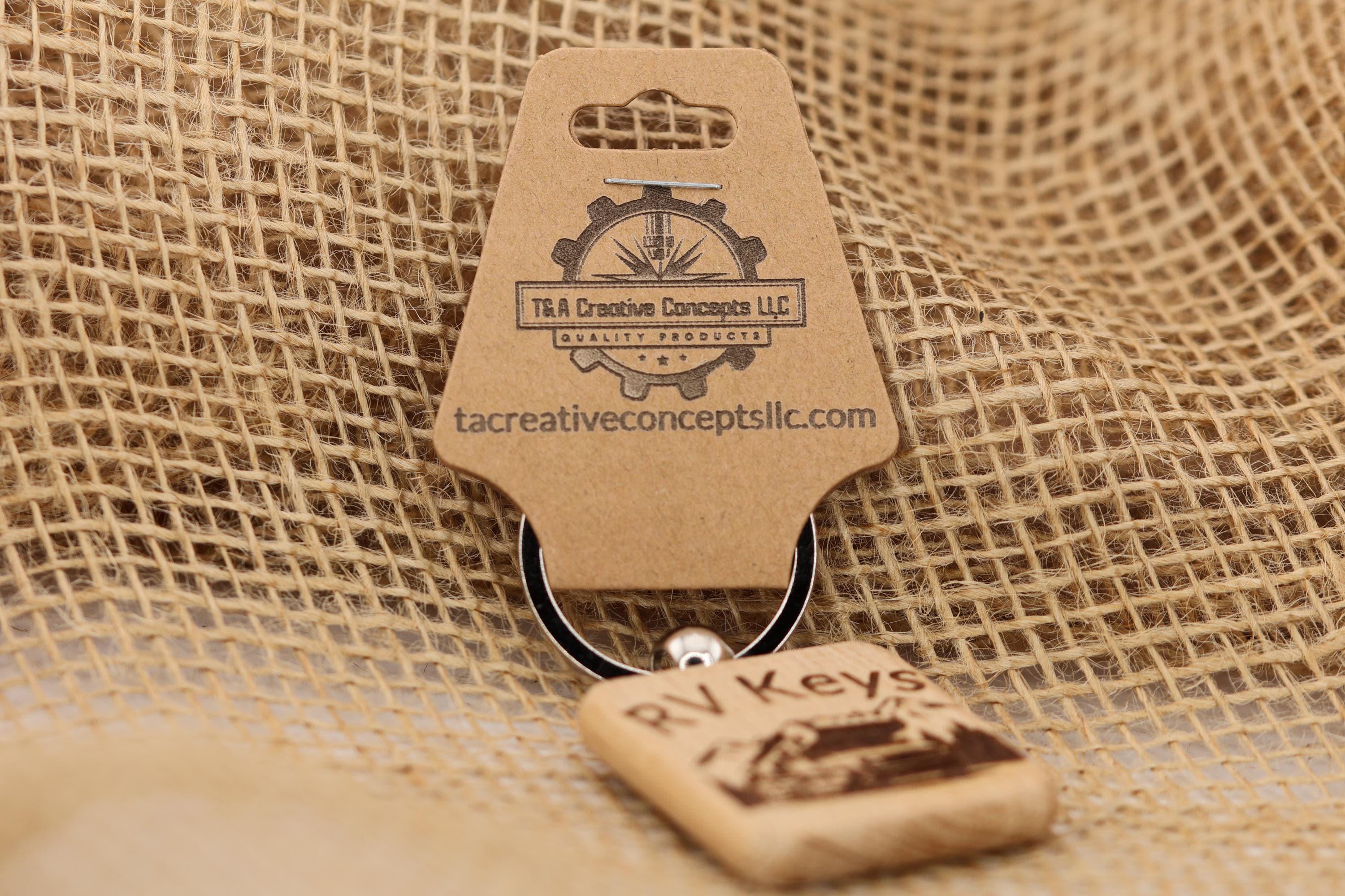 Rv keys keychain: laser engraved wood, stainless steel keyring