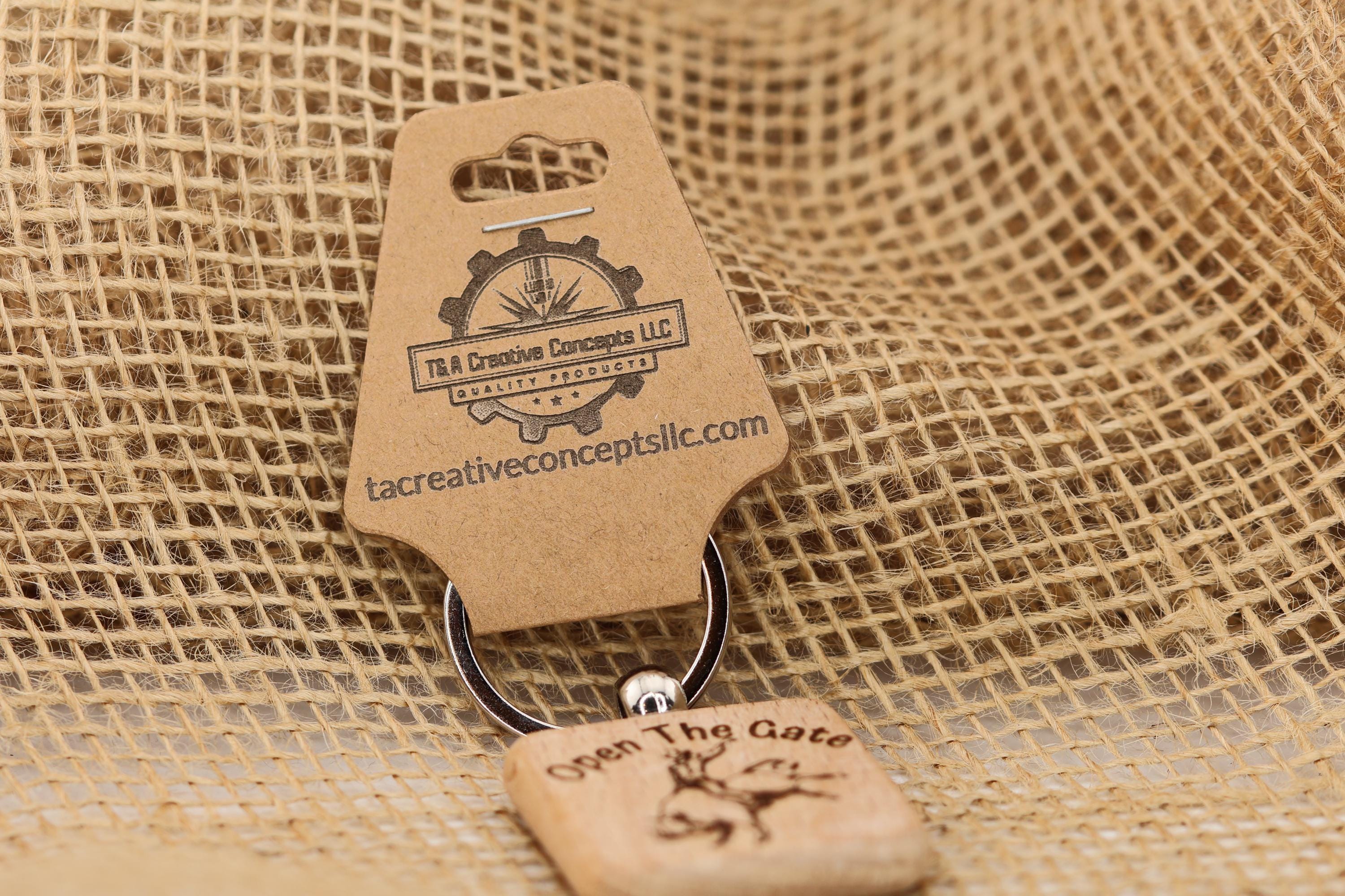 Open the gate rodeo keychain / Bag Charm: laser engraved hardwood, cowboy gift