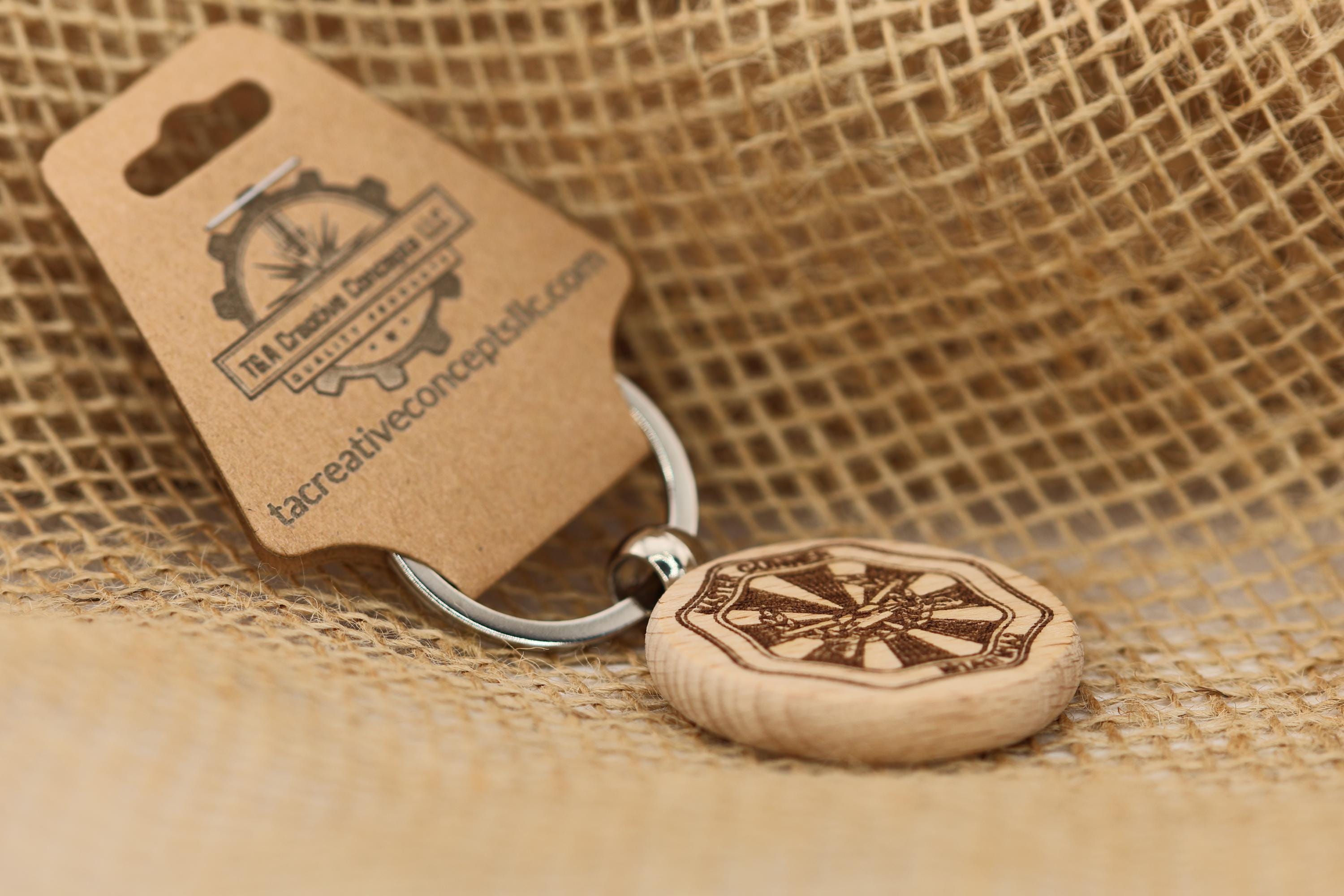 Laser engraved hardwood master gunner keychain: military gift