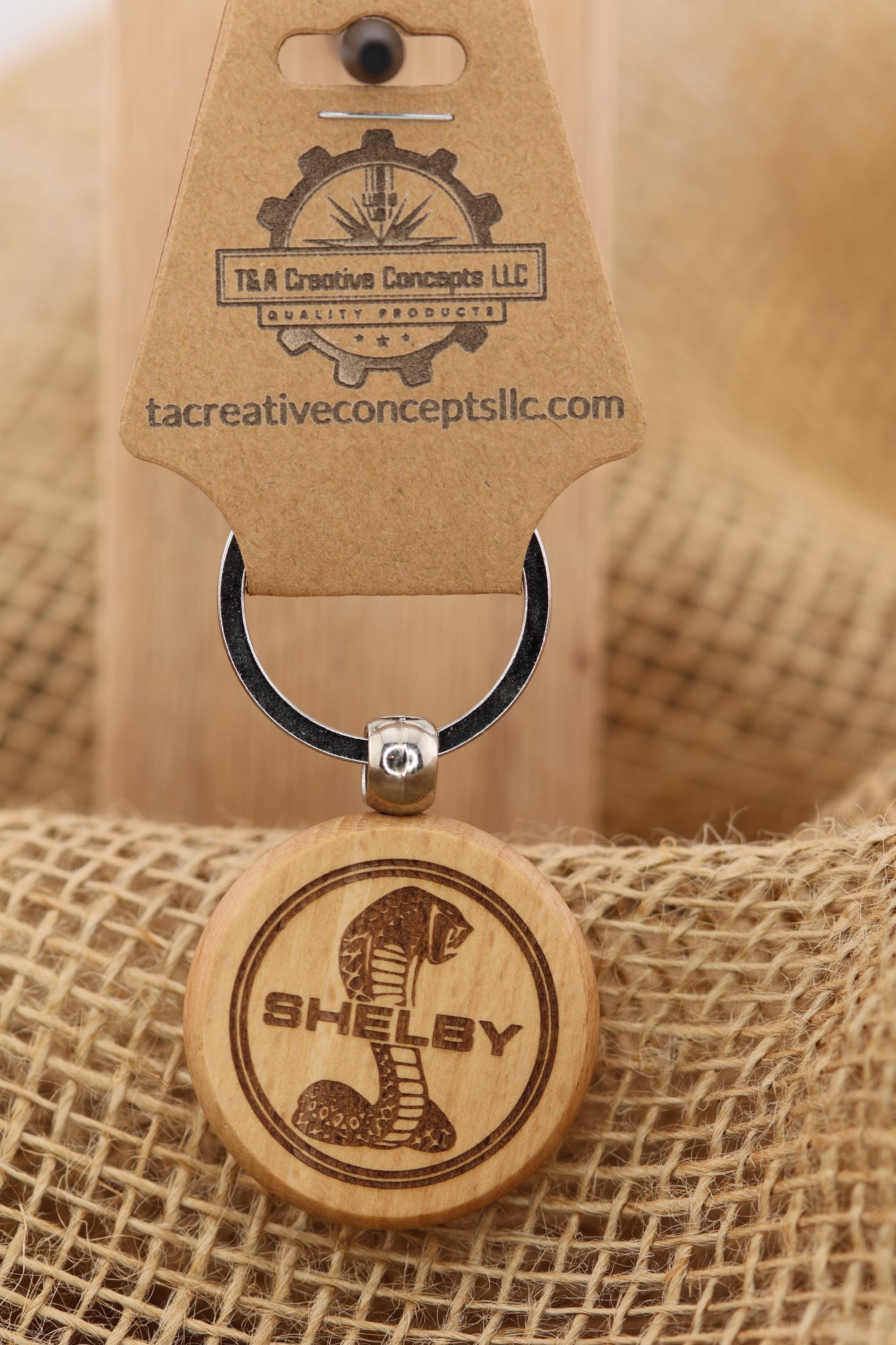 Laser engraved Shelby Cobra keychain / bag charm: hardwood car lover gift