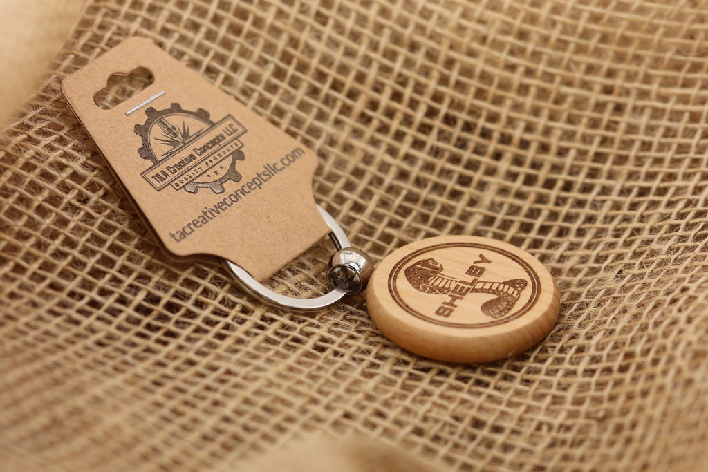 Laser engraved Shelby Cobra keychain / bag charm: hardwood car lover gift