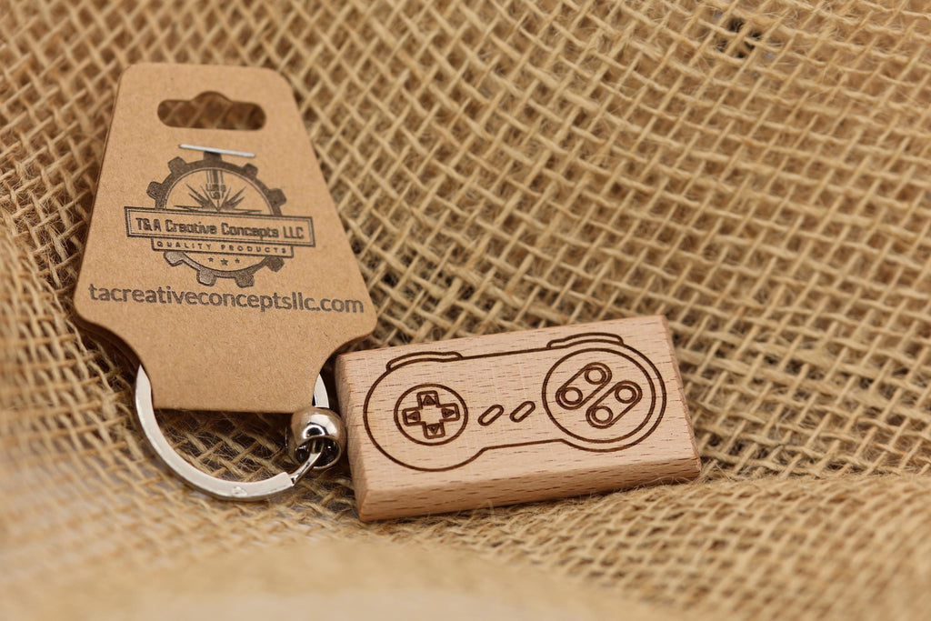 Laser engraved SNES controller keychain / bag charm: retro gaming nostalgia