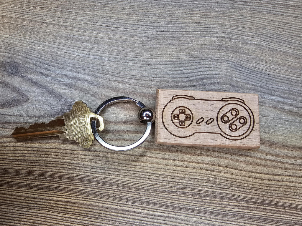 Laser engraved SNES controller keychain / bag charm: retro gaming nostalgia