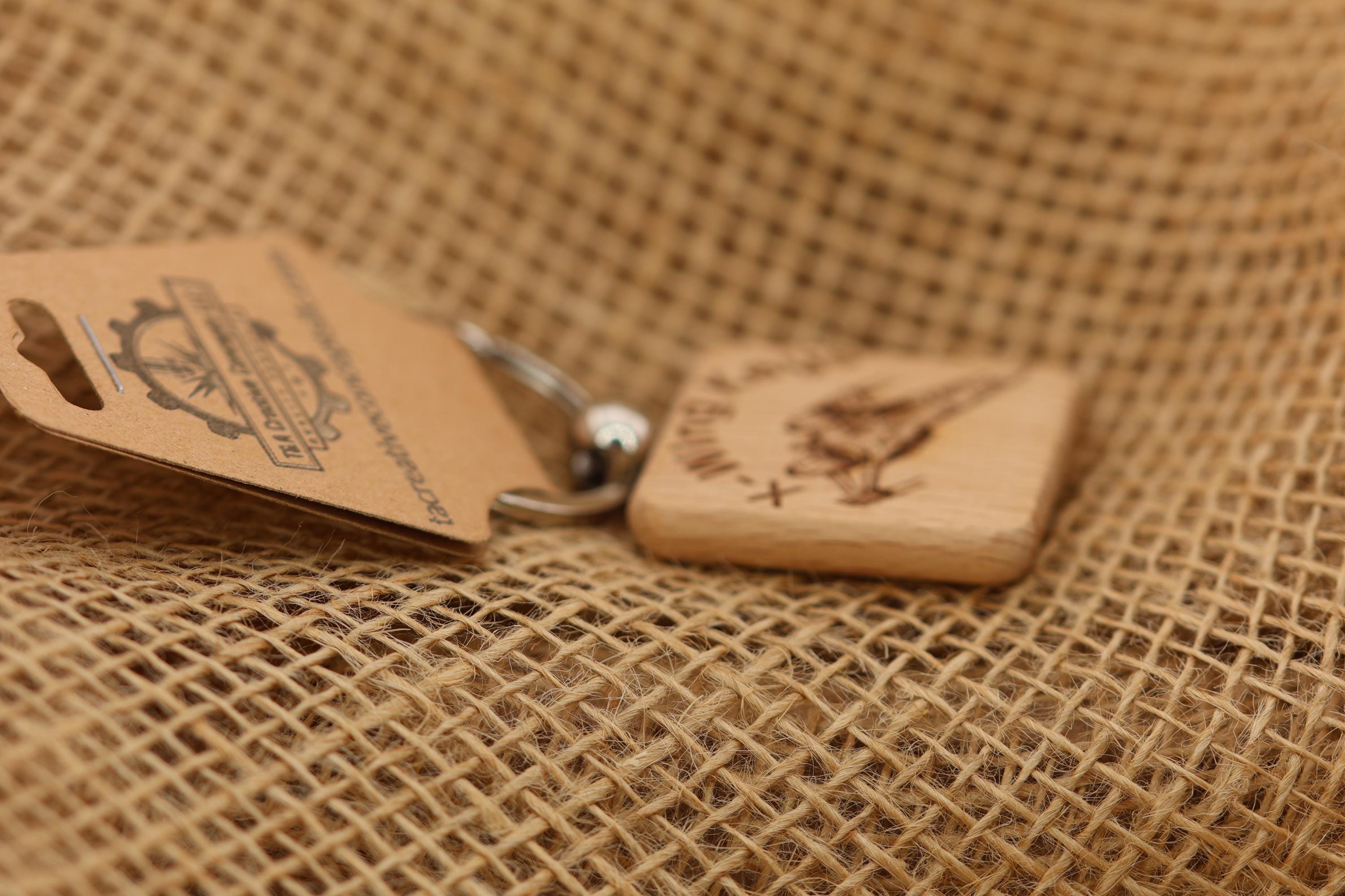 X-wing keychain: laser engraved wood, stainless steel keyring - star wars gift
