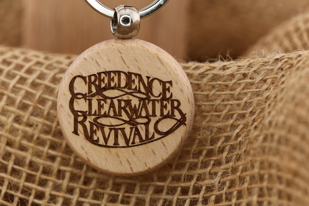 Creedence clearwater revival keychain / bag charm: laser engraved hardwood, stainless steel keyring