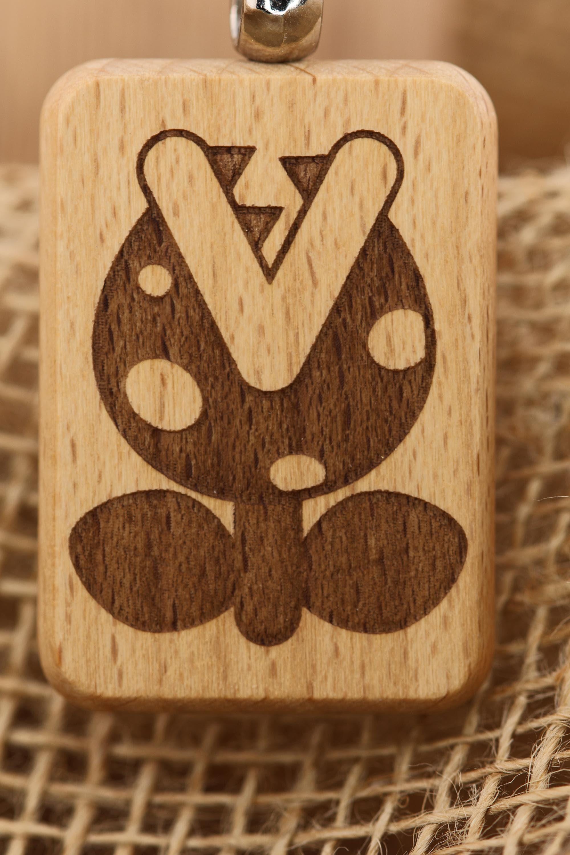 Laser engraved Mario Bros. Piranha Plant keychain / bag charm: hardwood nintendo gamer gift