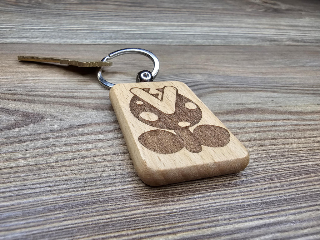 Laser engraved Mario Bros. Piranha Plant keychain / bag charm: hardwood nintendo gamer gift