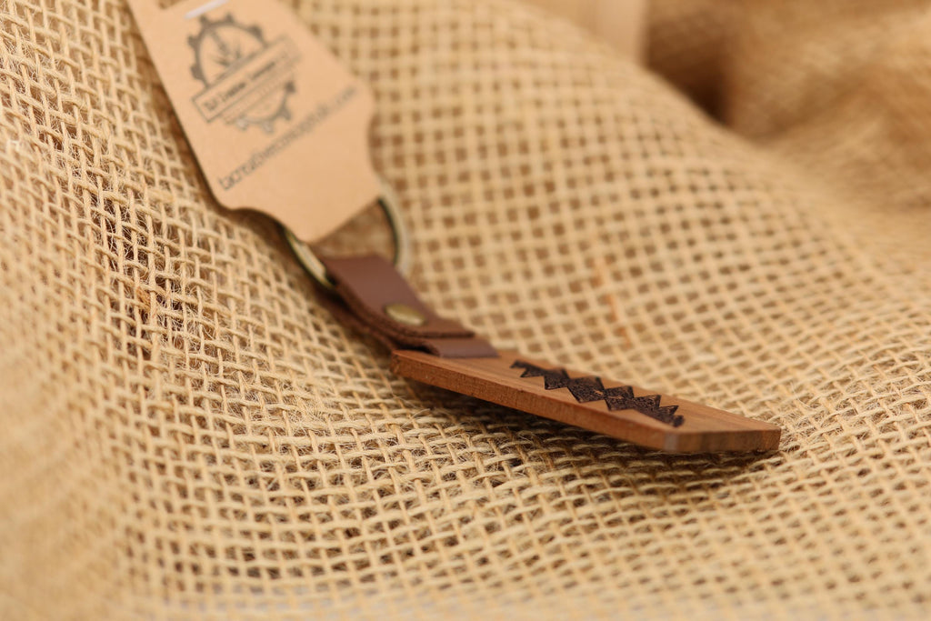 Grateful Dead Celtic Bolt keychain / bag charm – walnut, double-sided laser engraved wood with stainless steel keyring, music gift