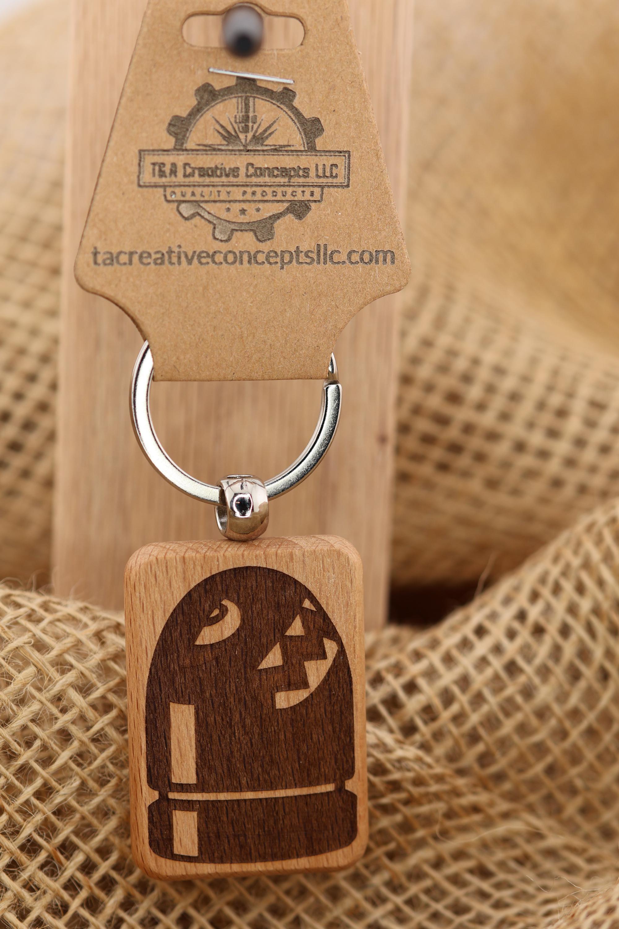 Super Mario Bullet Bill keychain / bag charm– double-sided laser engraved wood with stainless steel keyring, gamer & nintendo gift