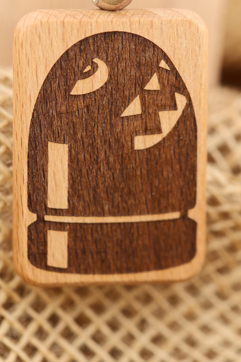 Super Mario Bullet Bill keychain / bag charm– double-sided laser engraved wood with stainless steel keyring, gamer & nintendo gift