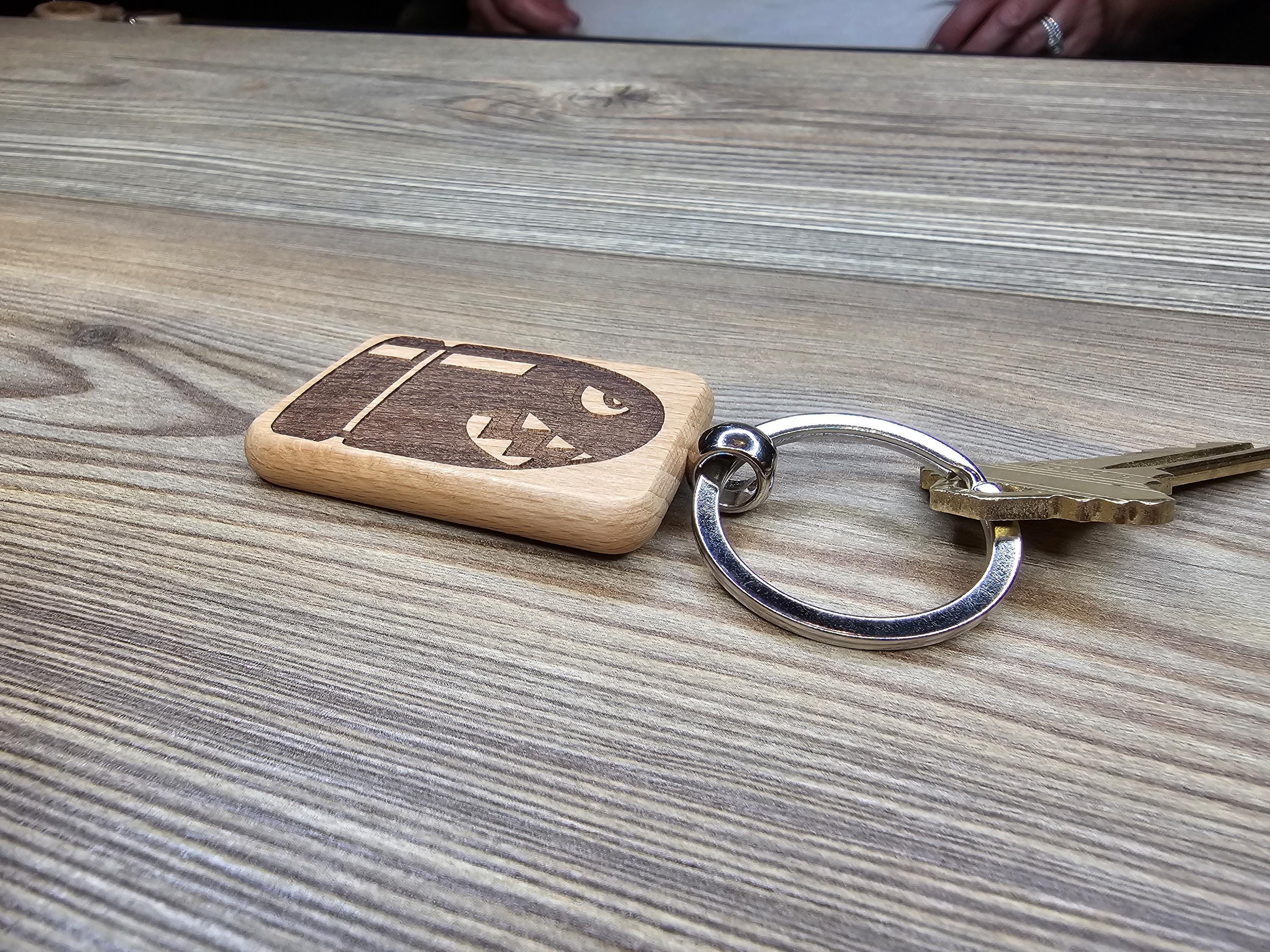 Super Mario Bullet Bill keychain / bag charm– double-sided laser engraved wood with stainless steel keyring, gamer & nintendo gift