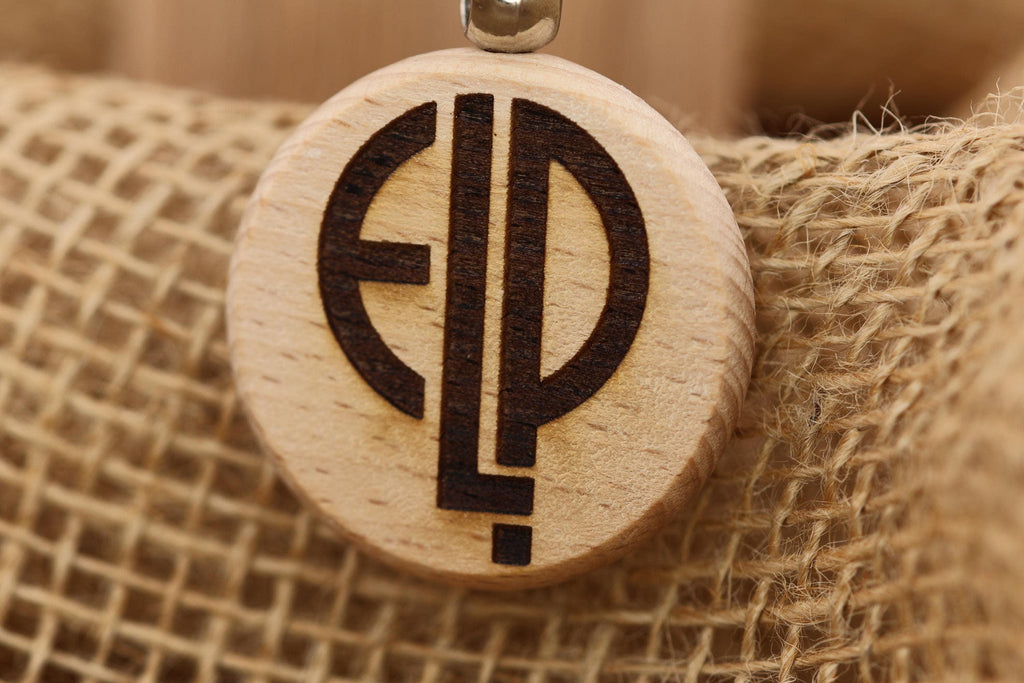 Elp keychain / bag charm: laser engraved hardwood, stainless steel keyring