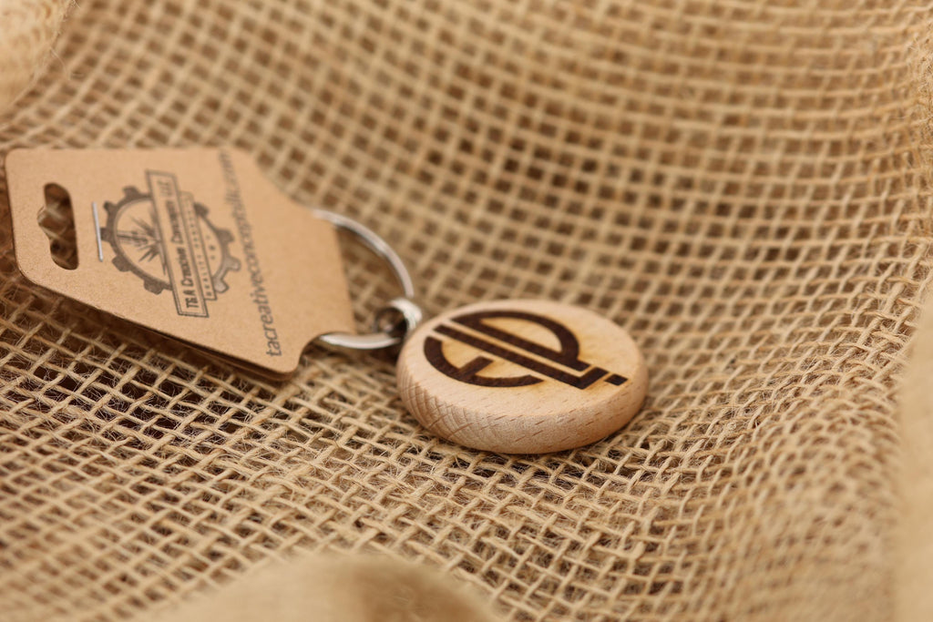 Elp keychain / bag charm: laser engraved hardwood, stainless steel keyring