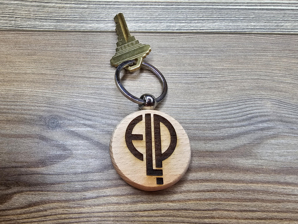 Elp keychain / bag charm: laser engraved hardwood, stainless steel keyring