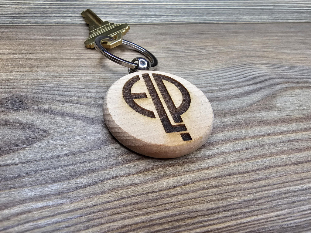 Elp keychain / bag charm: laser engraved hardwood, stainless steel keyring