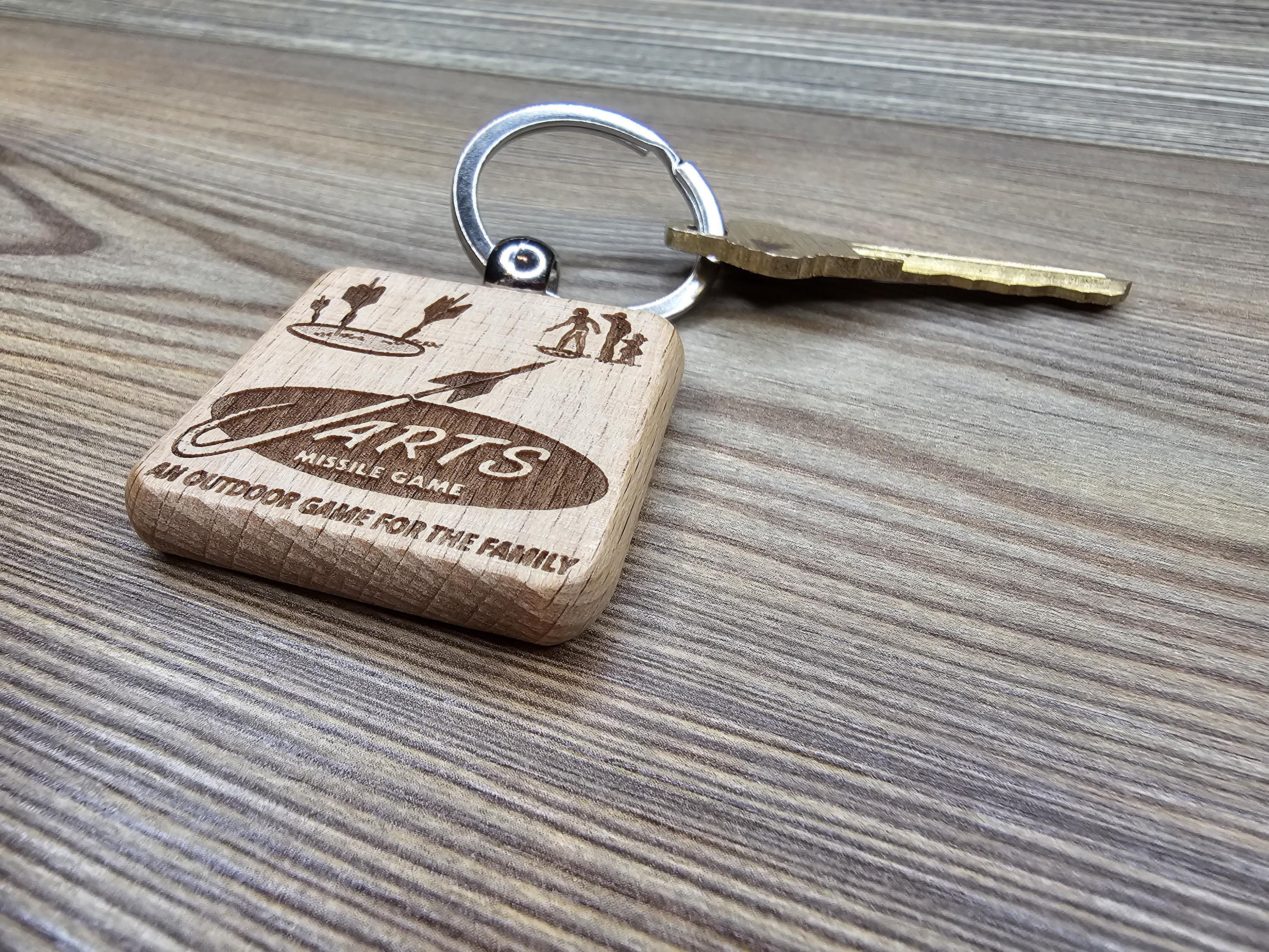 Laser engraved hardwood Jarts keychain / bag charm: retro lawn game gift