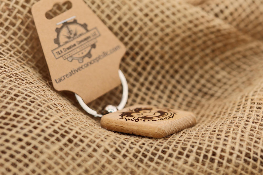 Laser engraved Muppets Animal keychain / bag charm: hardwood & stainless steel