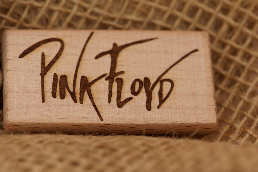 Pink Floyd keychain / bag charm:laser engraved hardwood with stainless steel keyring