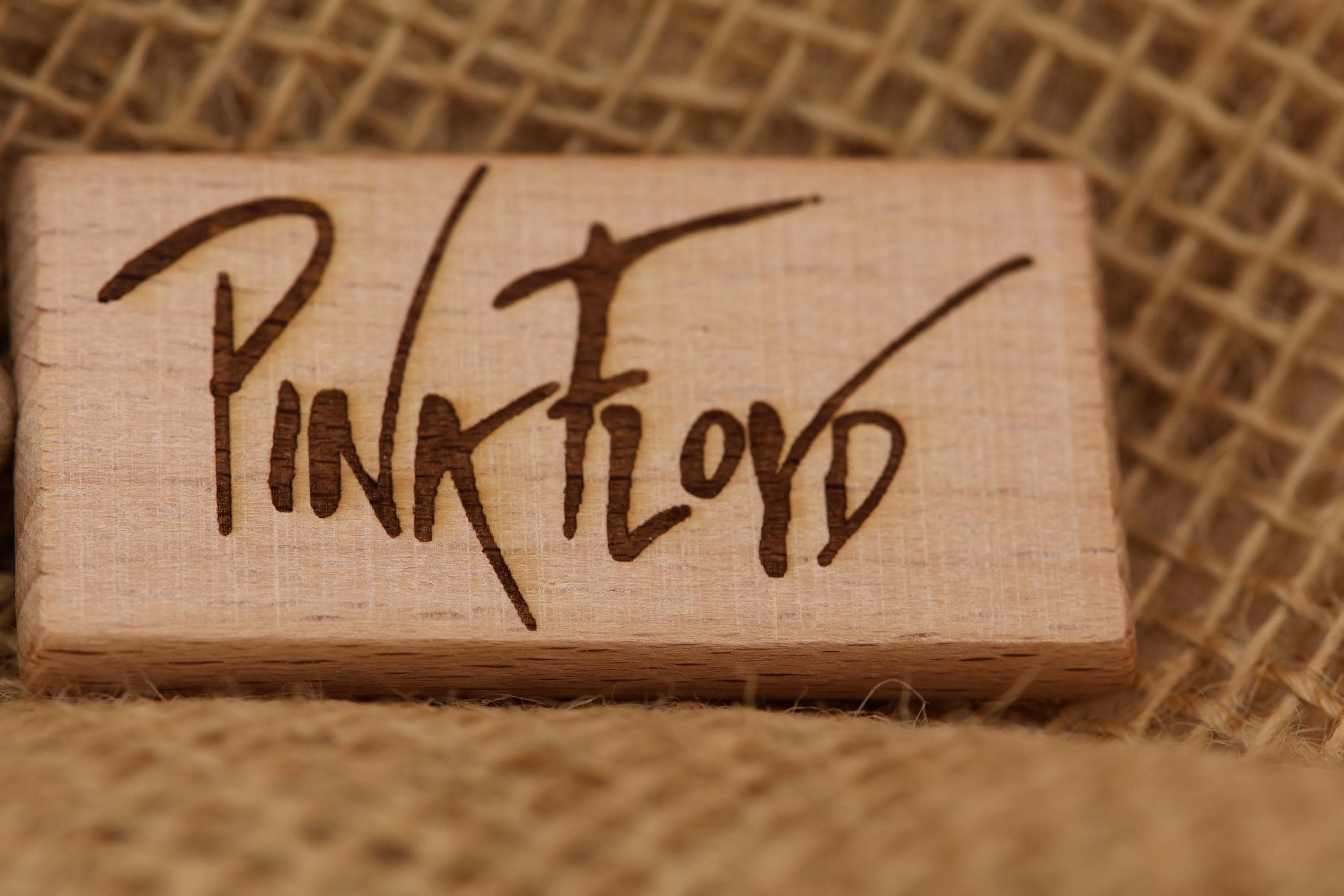 Pink Floyd keychain / bag charm:laser engraved hardwood with stainless steel keyring