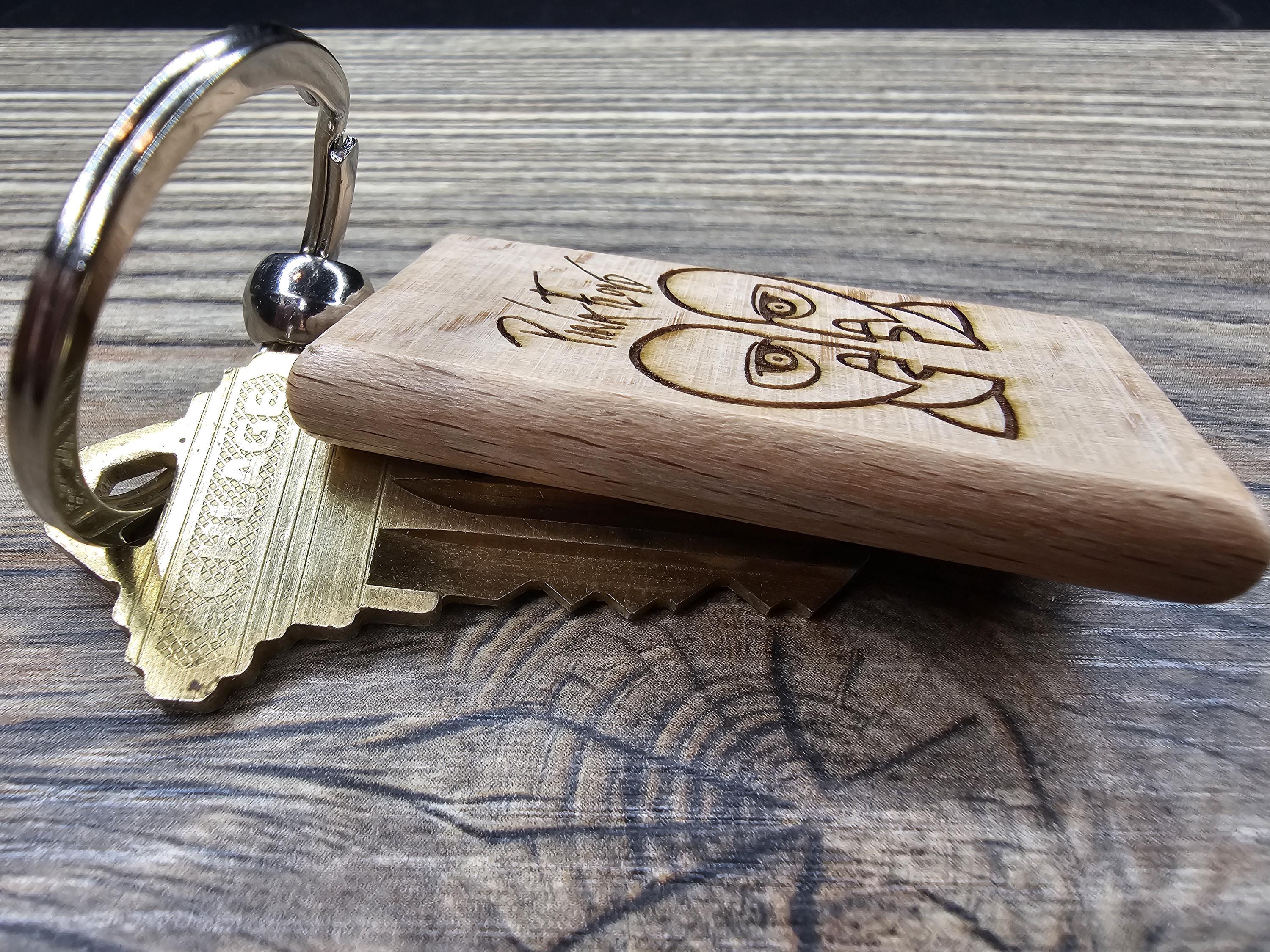 Pink Floyd The Division Bell keychain / bag charm: double-sided laser engraved hardwood, stainless steel ring