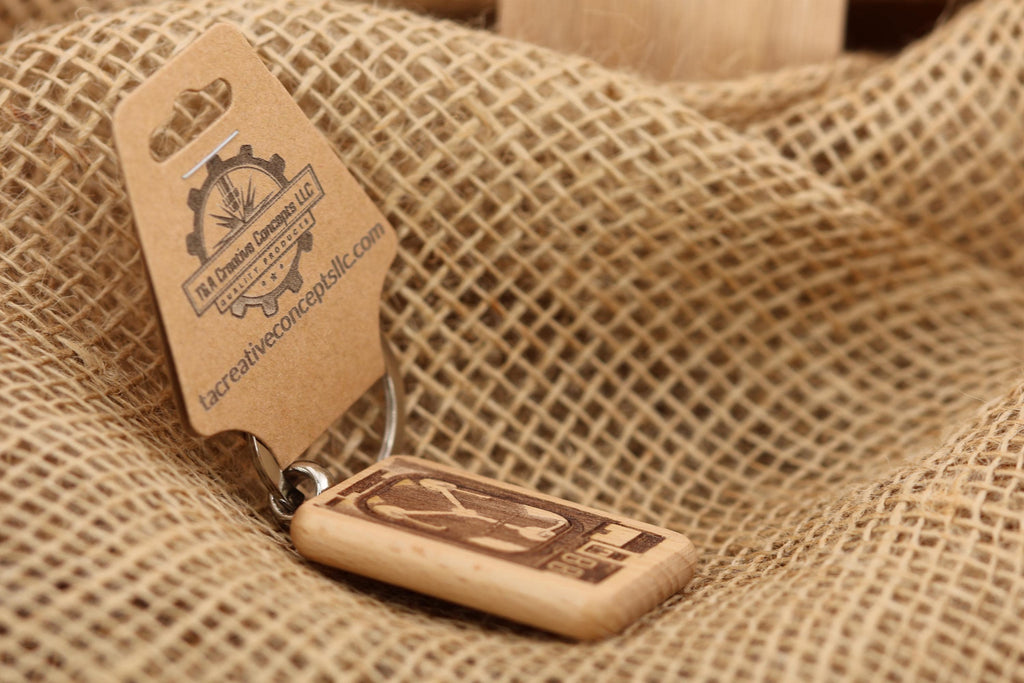 Flux capacitor keychain / bag charm: laser engraved hardwood - back to the future