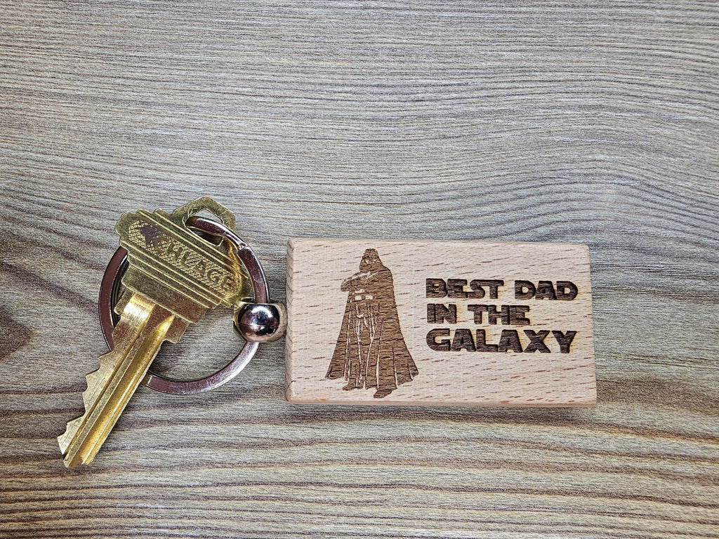 Darth Vader keychain / bag charm - laser engraved hardwood, star wars dad gift