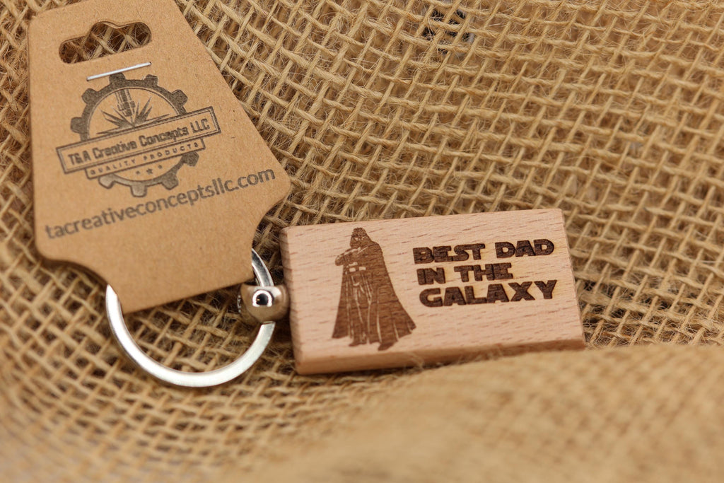 Darth Vader keychain / bag charm - laser engraved hardwood, star wars dad gift