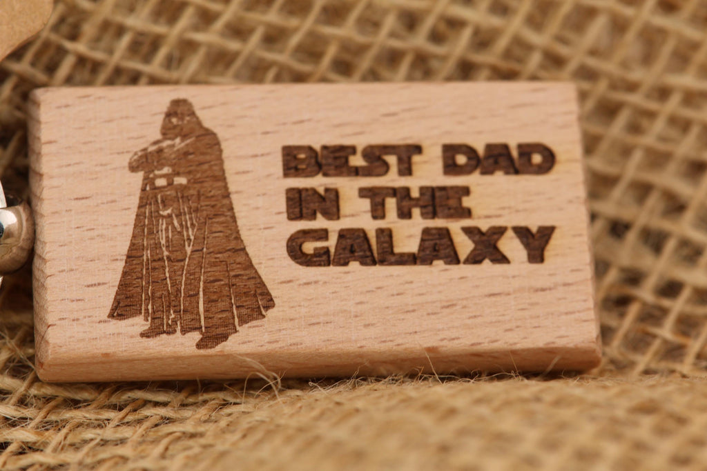 Darth Vader keychain / bag charm - laser engraved hardwood, star wars dad gift