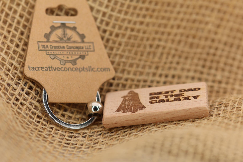Darth Vader keychain / bag charm - laser engraved hardwood, star wars dad gift