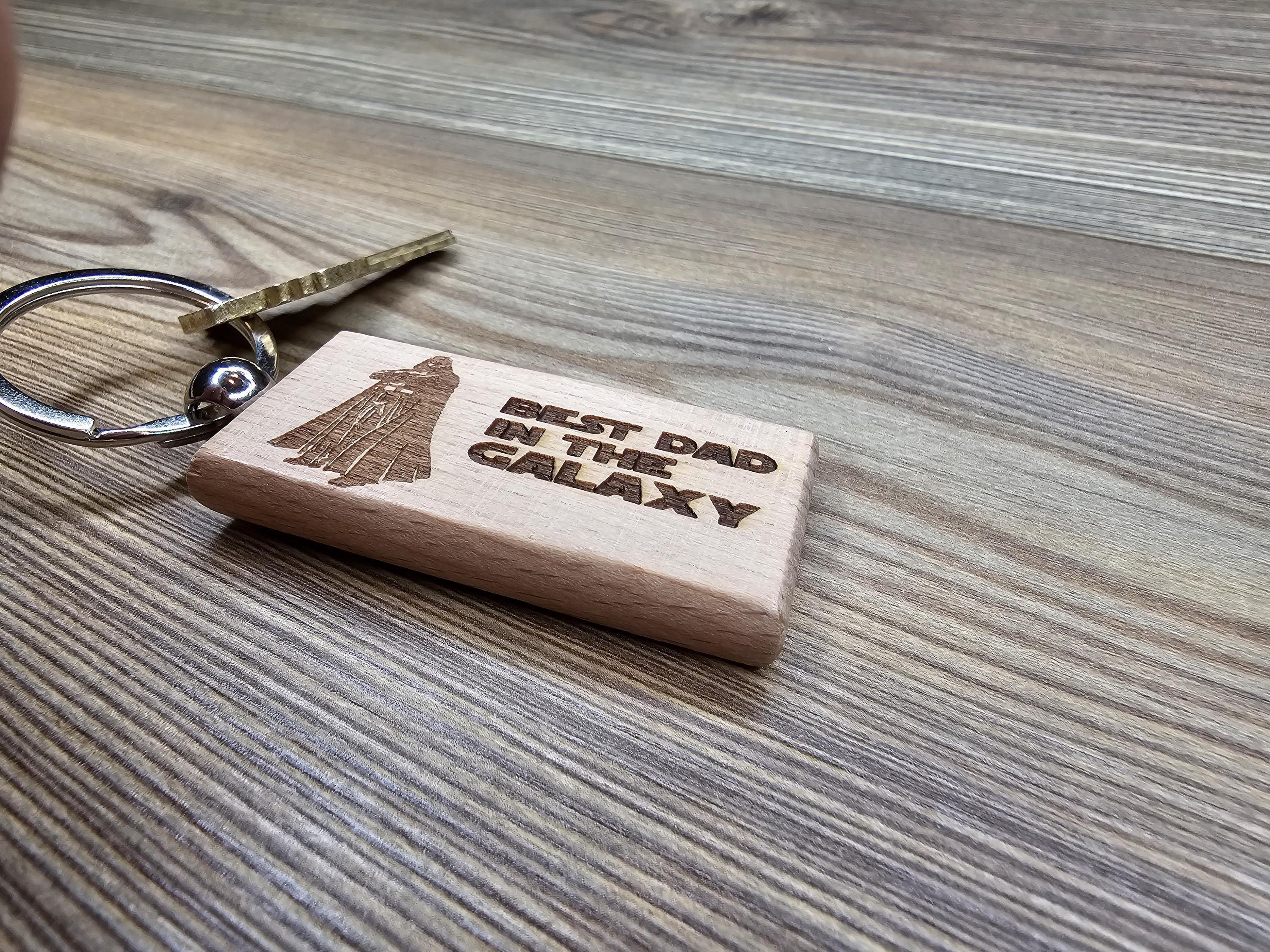 Darth Vader keychain / bag charm - laser engraved hardwood, star wars dad gift