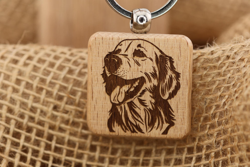 Laser engraved Golden Retriever keychain / bag charm:dog lover gift