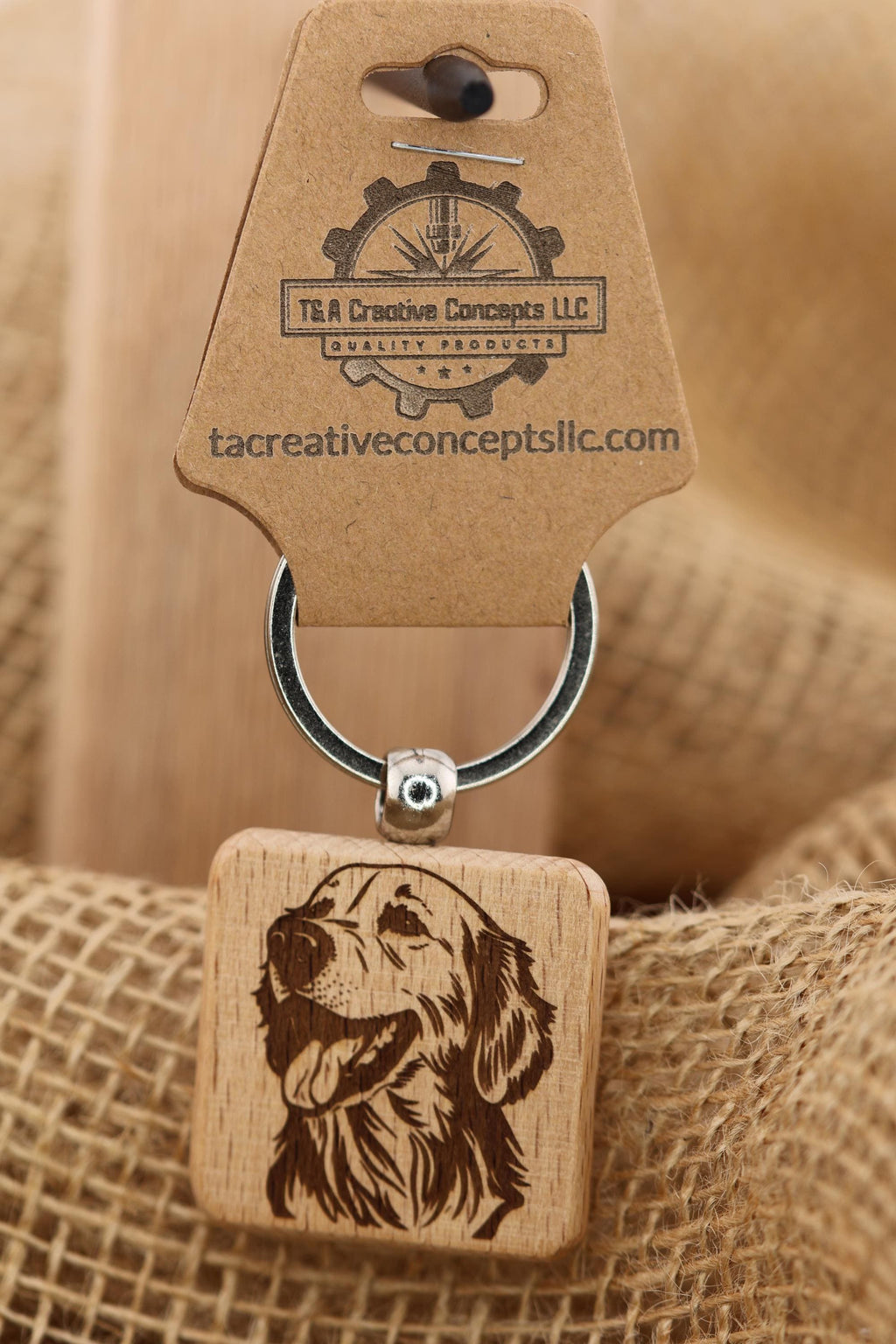 Laser engraved Golden Retriever keychain / bag charm:dog lover gift