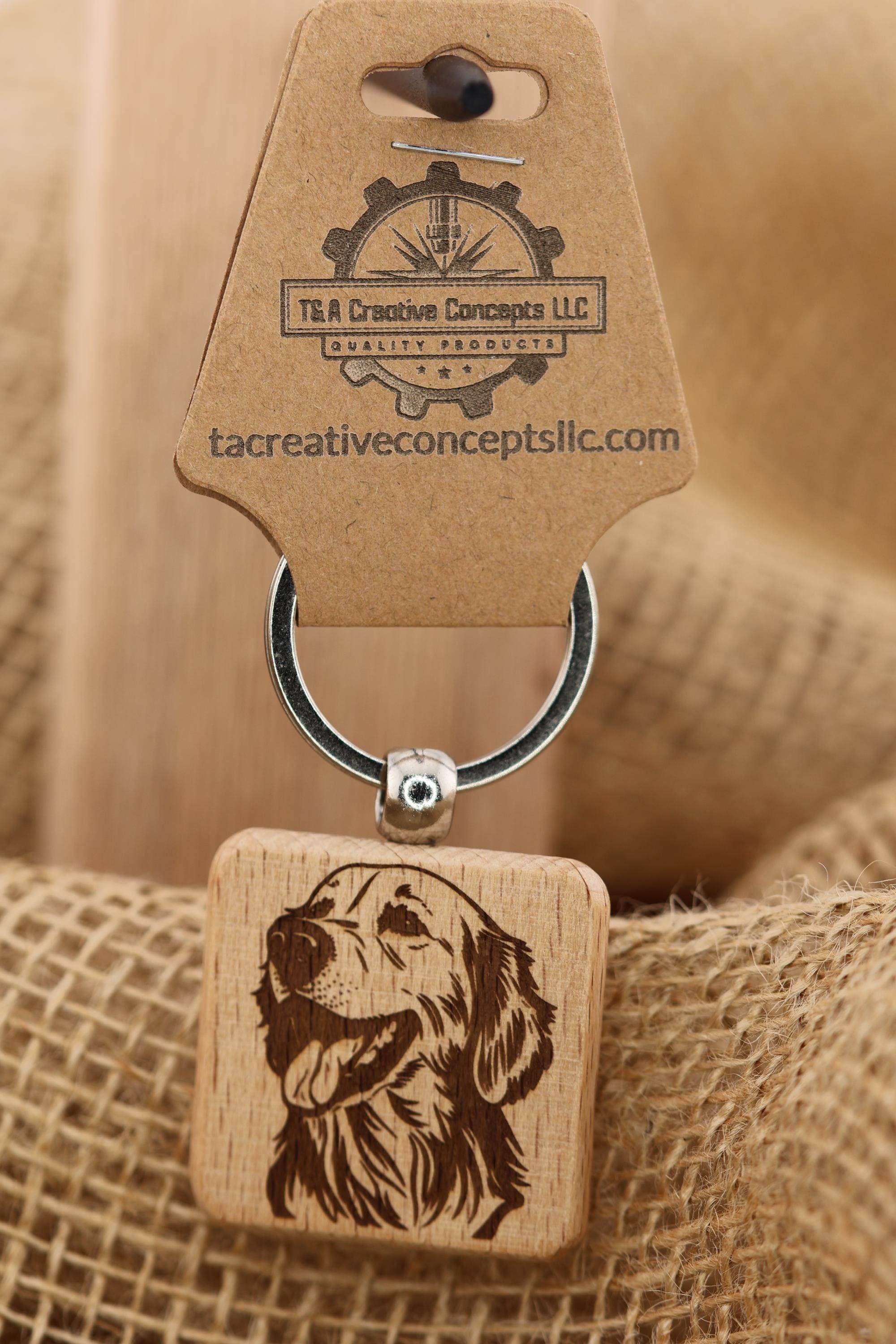 Laser engraved Golden Retriever keychain / bag charm:dog lover gift