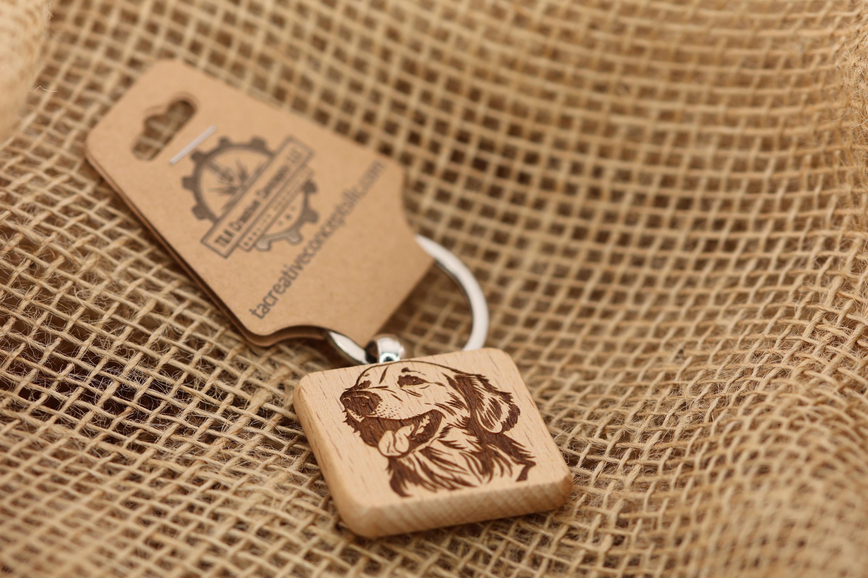 Laser engraved Golden Retriever keychain / bag charm:dog lover gift