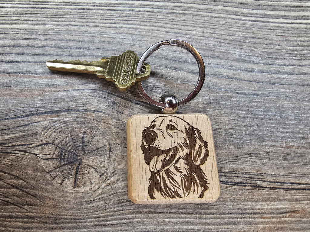 Laser engraved Golden Retriever keychain / bag charm:dog lover gift