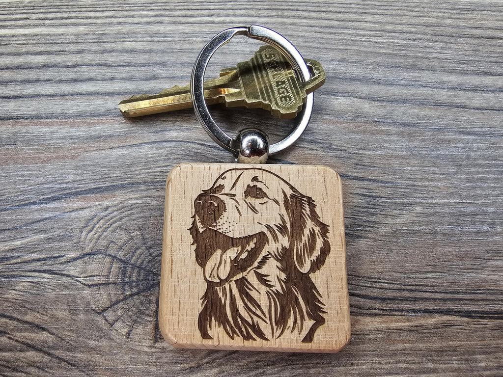 Laser engraved Golden Retriever keychain / bag charm:dog lover gift