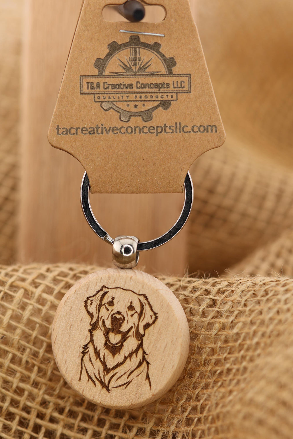Laser engraved Golden Retriever keychain / bag charm: dog lover gift