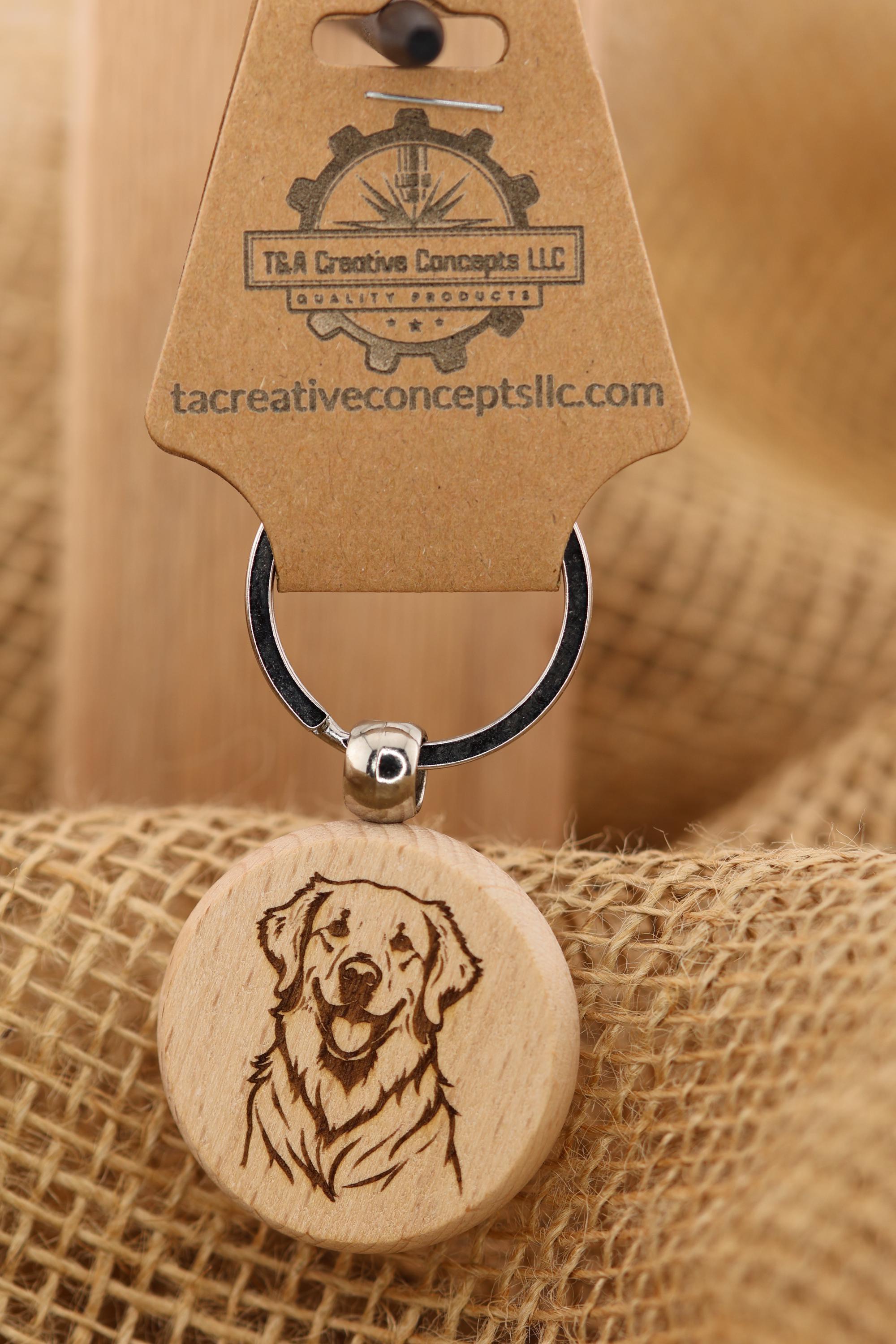 Laser engraved Golden Retriever keychain / bag charm: dog lover gift