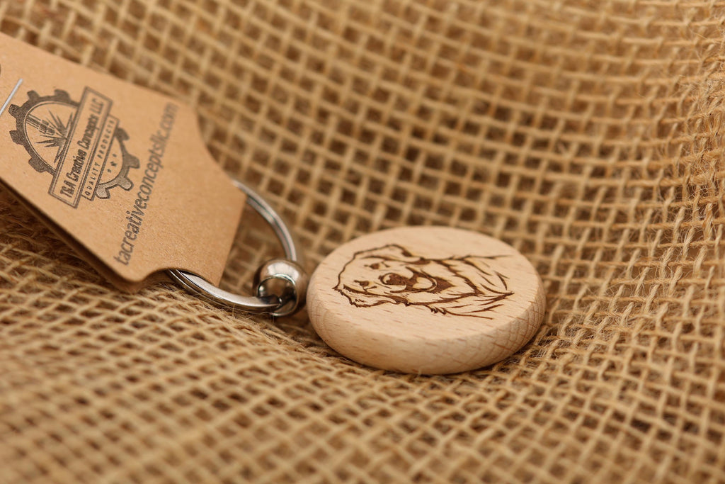 Laser engraved Golden Retriever keychain / bag charm: dog lover gift