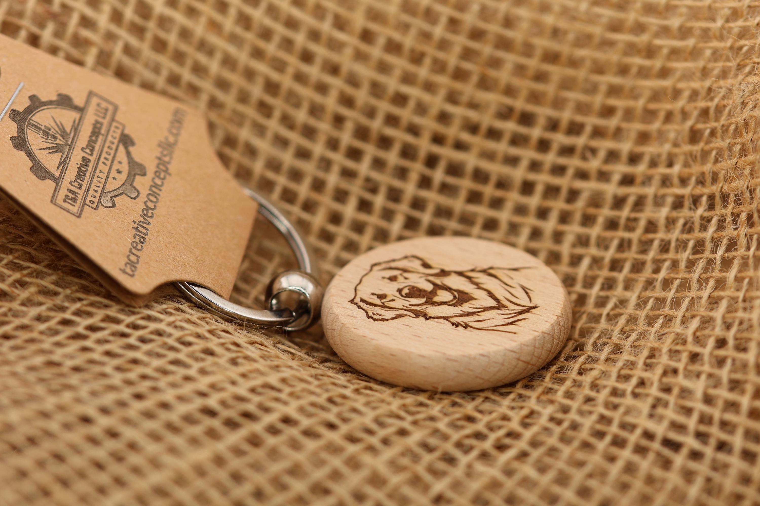 Laser engraved Golden Retriever keychain / bag charm: dog lover gift