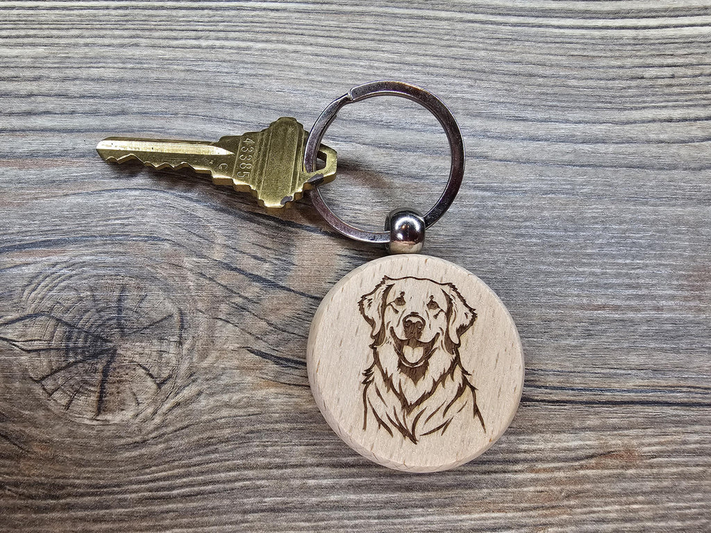 Laser engraved Golden Retriever keychain / bag charm: dog lover gift