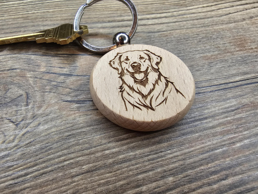 Laser engraved Golden Retriever keychain / bag charm: dog lover gift